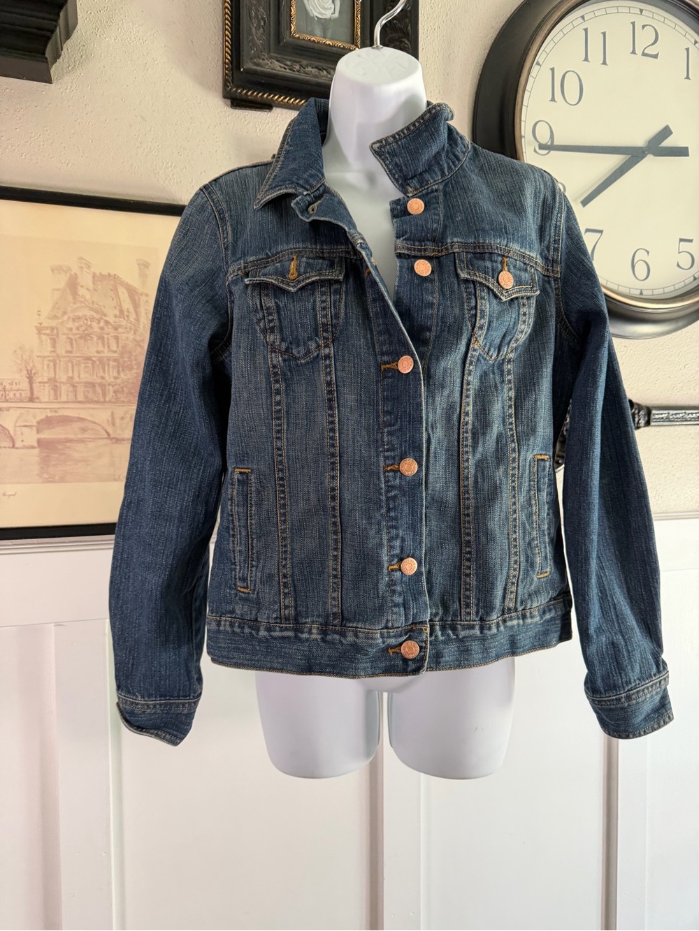 Old Navy Classic Dark Denim Jacket Lg k514 - Picture 1 of 8